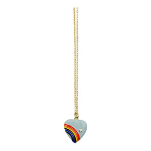 NECKLACE RAINBOW HEART GREY