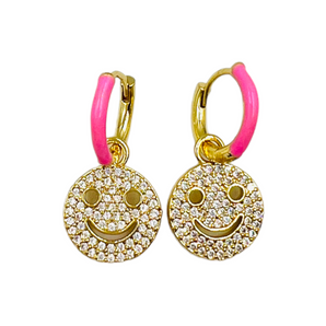 BOUCLES D'OREILLES SMILEY STRASS - Disponible en 10 coloris