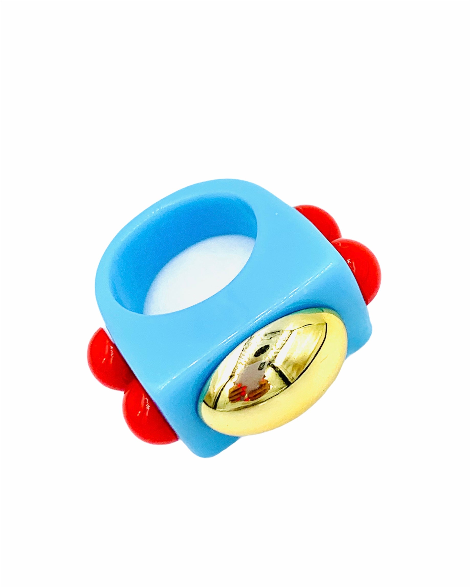BLUE RED chunky ring