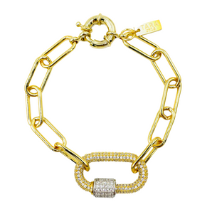 BRACELET LOCKER STRASS GOLD&SILVER