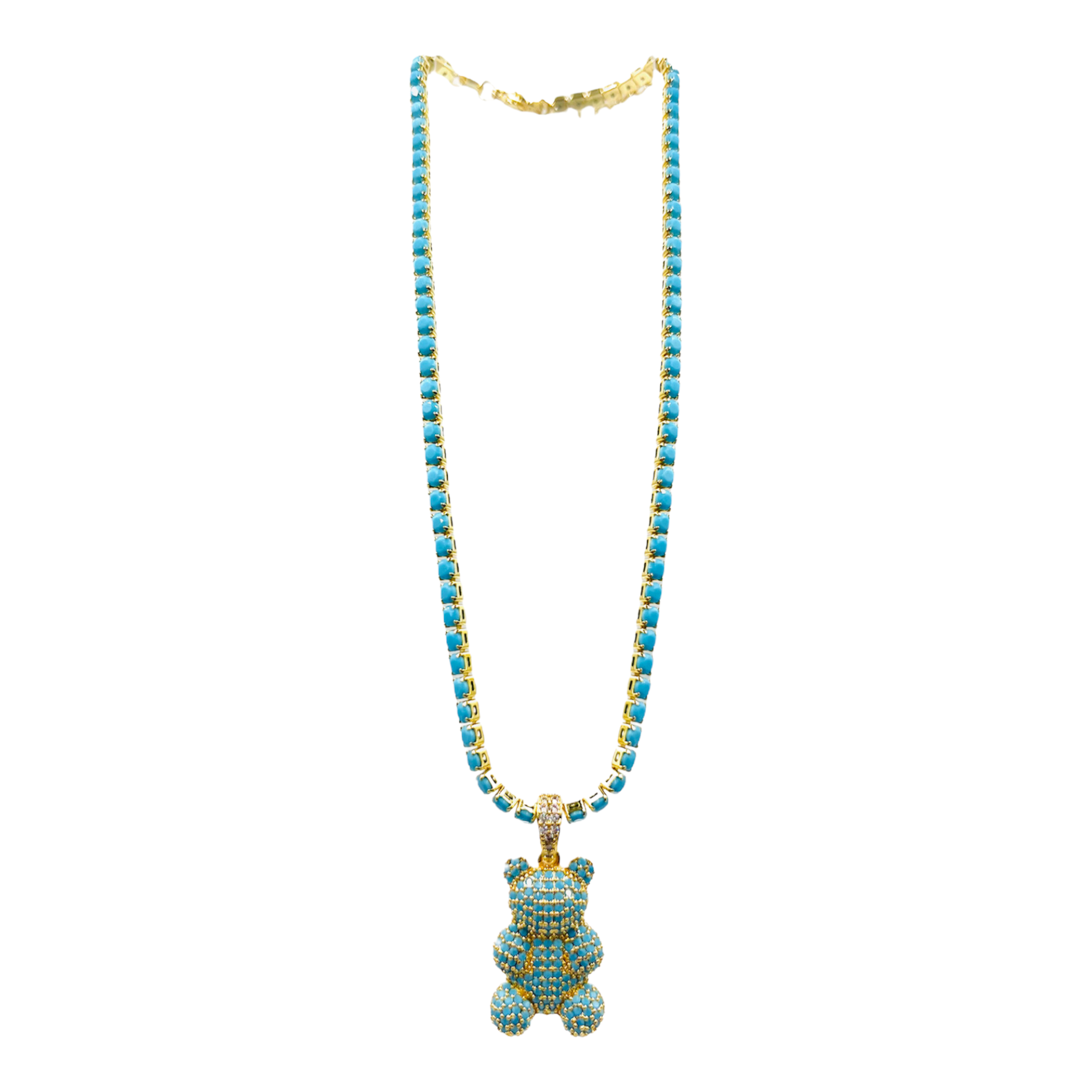 COLLIER OURS TENNIS TURQUOISE